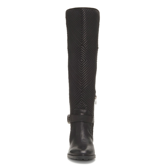 Chic Chevron Vince Camuto Black Leather OTK Boots - Picture 3 of 8